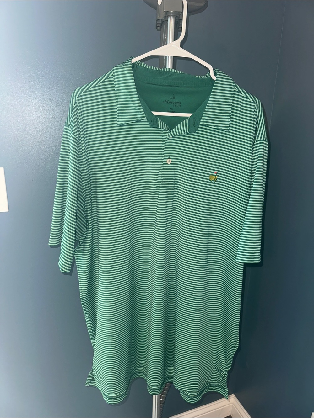 Masters Green Striped Golf Polo